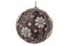 Gray velvet ball with beaded flowers