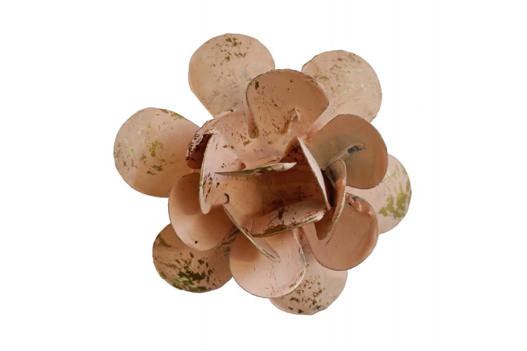 Metal flower on clip antique pink gilded