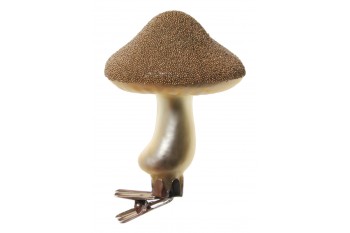 Glass fly mushroom with clip mat gold