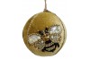 Velvet ball mustard with beaded bee