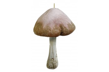 Velvet mushroom ornament pink with gold glitter