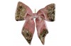 Velvet bow pink with gold glitter