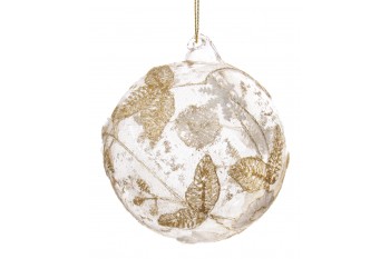 Glass ball with cream-gold lace