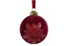 Glass ball burgundy with velvet poinsettia