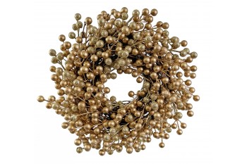 Věnec se zlatými a třpytivými bobulemi