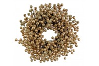 Věnec se zlatými a třpytivými bobulemi