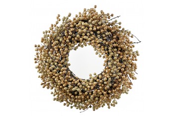 Věnec se zlatými a třpytivými bobulemi