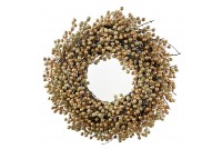 Věnec se zlatými a třpytivými bobulemi