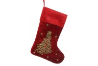 Sametová punčocha s vyšívaným stromečkem