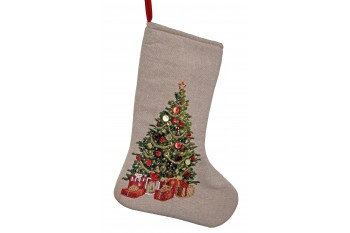 Bavlněná punčocha se stromečkem z korálků