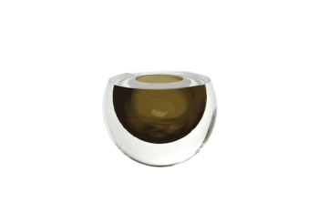 Drop váza plochá koule kouřová